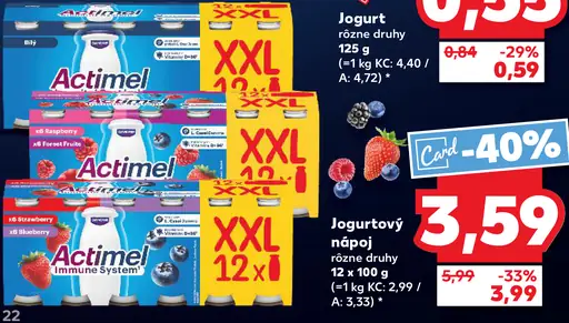 Actimel probiotický jogurtový nápoj immune system rôzne druhy