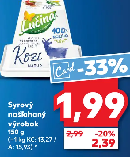 Kozi natur syrový našľahaný výrobok