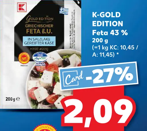 K-Classic K-Gold Edition grécky syr feta v slanom náleve 43 %