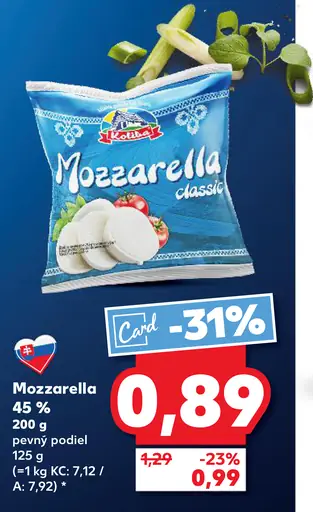 Mozzarella classic syr 45 %