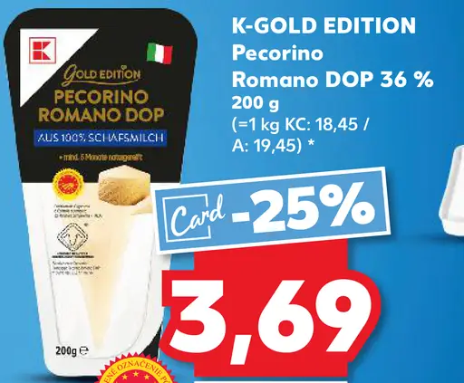 K-Classic K-Gold Edition Pecorino Romano DOP tvrdý syr 36 %
