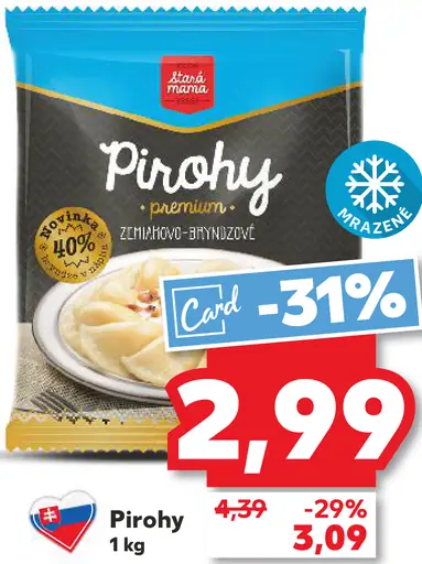 Pirohy s tvarohom a zemiakmi mrazené