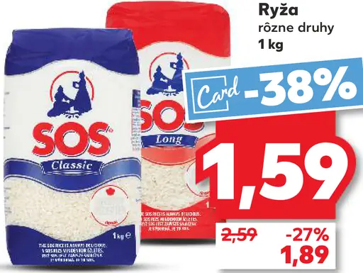 Ryža SOS rôzne druhy
