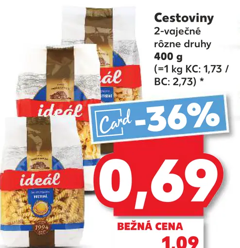 Ideál cestoviny 2‑vaječné rôzne druhy