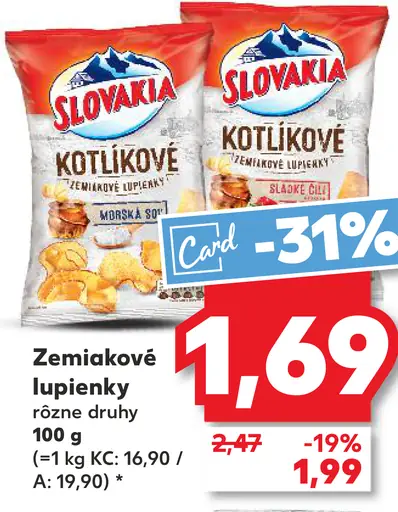 Zemiakové lupienky rôzne druhy