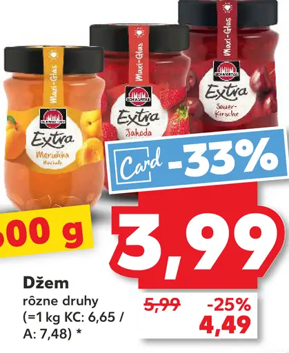 Extra džem rôzne druhy