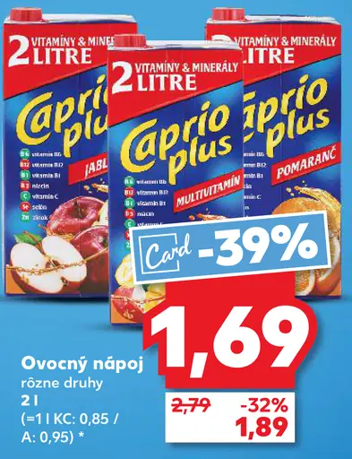 Caprio plus ovocný nápoj rôzne druhy