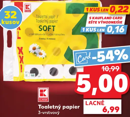K-Classic Toaletný papier SOFT 3-vrstvový