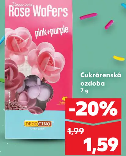 Decocino Rose Wafers pink + purple cukrárenská ozdoba