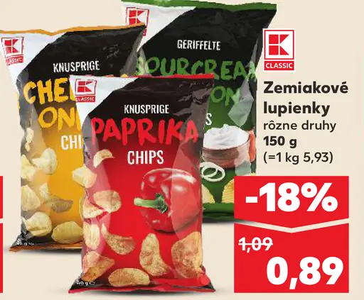 K-Classic Zemiakové lupienky rôzne druhy