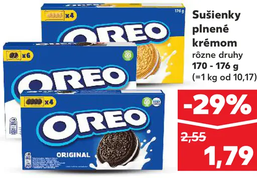 Oreo sušienky plnené krémom rôzne druhy