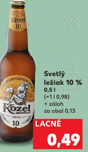 Kozel svetlý ležiak 10 % plechovka