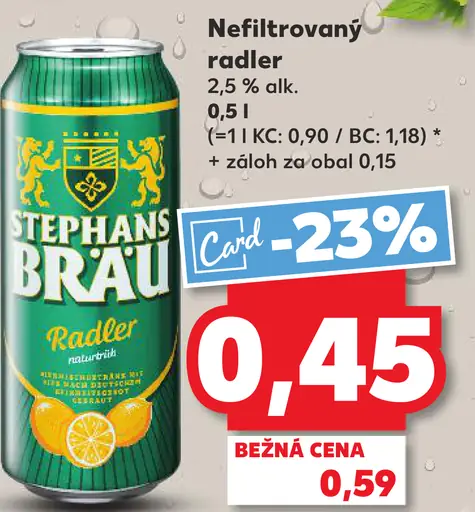Stephans Bräu Radler nealkoholický citrónový radler plechovka