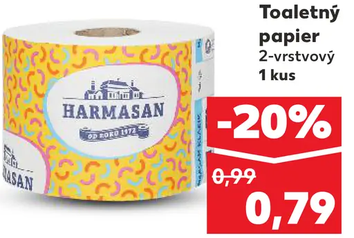 Harmasan toaletný papier 2-vrstvový