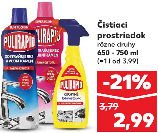 Pulirapid čistiaci prostriedok rôzne druhy