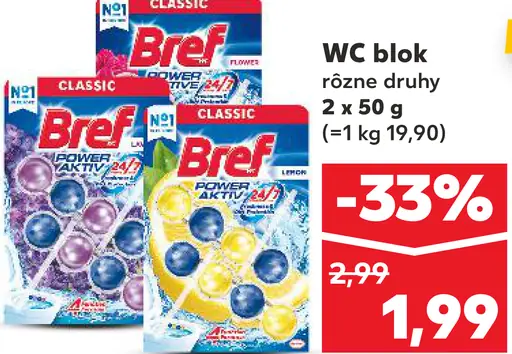 Bref WC blok rôzne druhy
