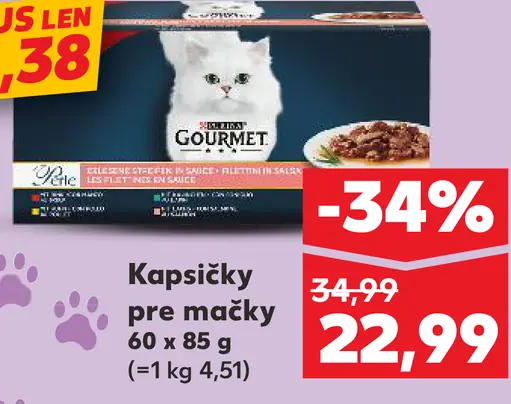 Gourmet kapsičky pre mačky rôzne druhy