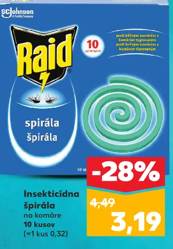 Raid insekticídna špirála proti komárom
