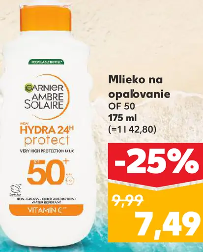 Garnier Ambre Solaire Hydrating Milk na opaľovanie OF 50