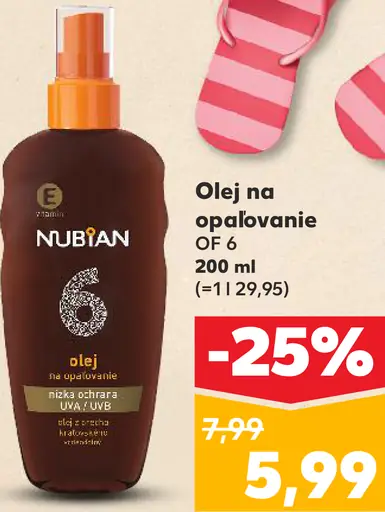 Nubian olej na opaľovanie OF 6
