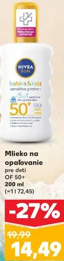Nivea Sun Baby & Kids Sensitive Protect mlieko na opaľovanie pre deti OF 50+