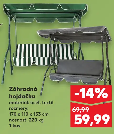 Záhradná hojdačka oceľová s textilným poťahom