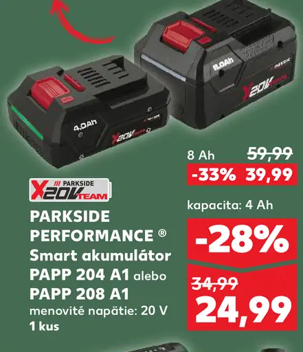 Parkside Performance smart akumulátor PAPP 204 A1 alebo PAPP 208 A1