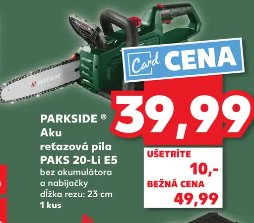 PARKSIDE Aku reťazová píla PAKS 20-Li E5