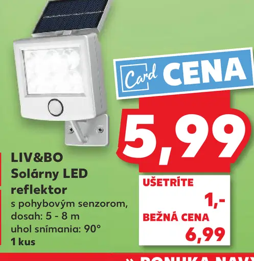 Liv&Bo solárny LED reflektor s pohybovým senzorom