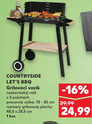 Countryside Let’s BBQ grilovací vozík s nastaviteľným roštom