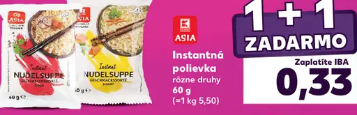 Asia instantná polievka nudelsuppe rôzne druhy