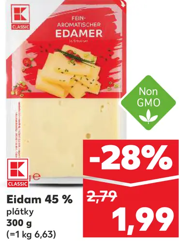 K-Classic Eidam 45% plátky
