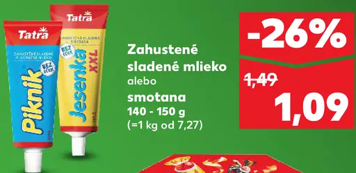 Zahustené sladené mlieko alebo smotana rôzne druhy