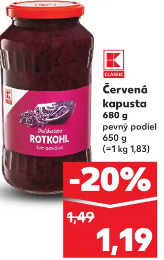K-Classic červená kapusta sterilizovaná