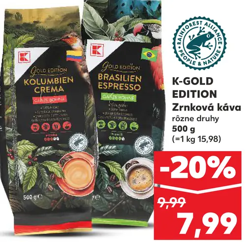 K-Classic Gula d’oro Zrnková káva Kolumbien Crema