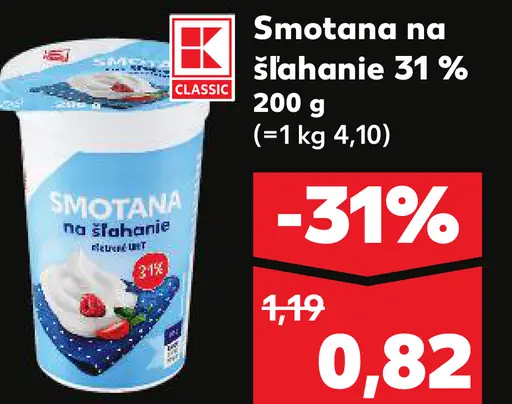 K Classic Smotana na šľahanie 31 %