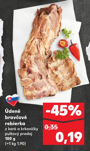 Údené bravčové rebierka z karé a krkovičky
