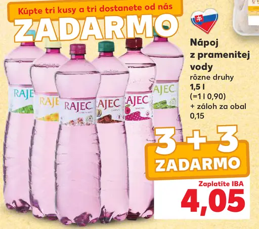 Rajec nápoj z pramenitej vody rôzne druhy