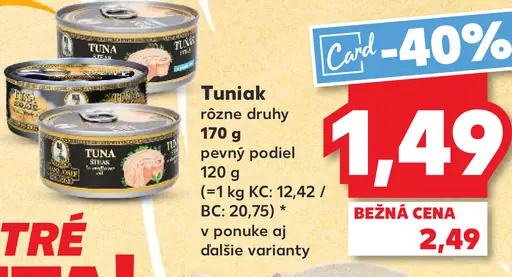 Tuniak v konzerve rôzne druhy