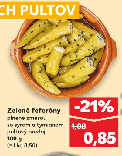 Zelené feferóny plnené zmesou so syrom a tymiánom
