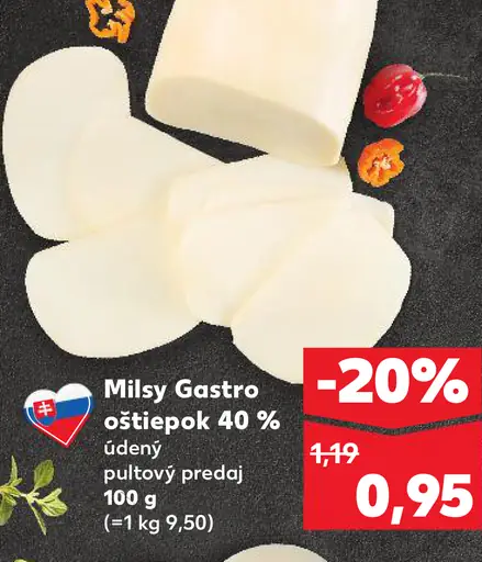 Milsý Gastro oštiepok 40 % údený syr