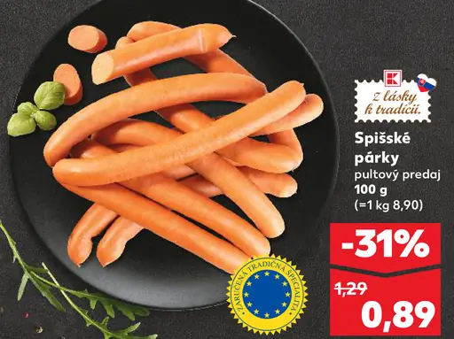 Spišské párky pultový predaj