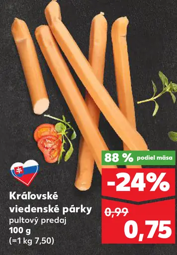 Kráľovské viedenské párky pultový predaj