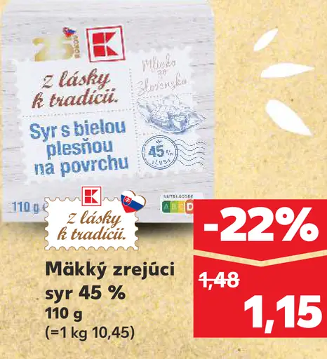 K-Classic Syr s bielou plesňou na povrchu 45 %