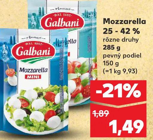 Galbani Mozzarella 47 % pevný podiel
