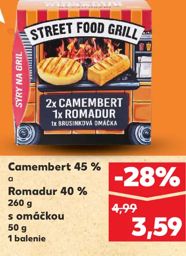 Street Food Grill Camembert 45 % a Romadur 40 % s omáčkou