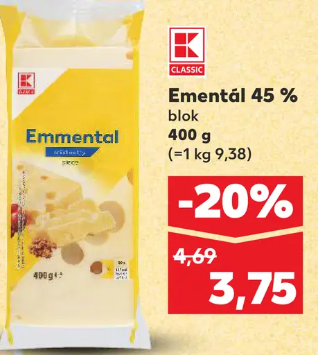 K-Classic Emmentál 45% blok