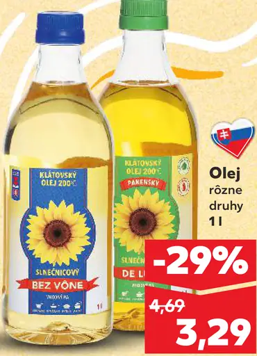 Kláštorenský olej slnečnicový bez vône rôzne druhy