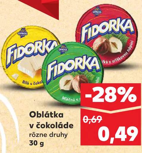 Fidorka oblátka v čokoláde rôzne druhy
