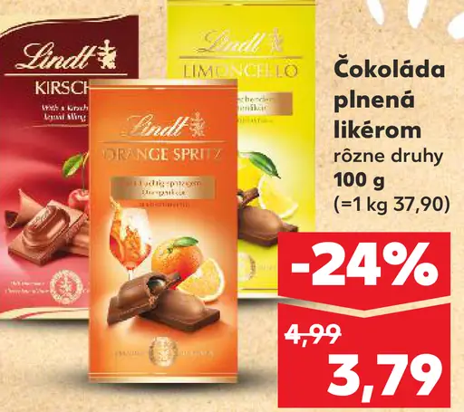 Lindt čokoláda plnená likérom rôzne druhy